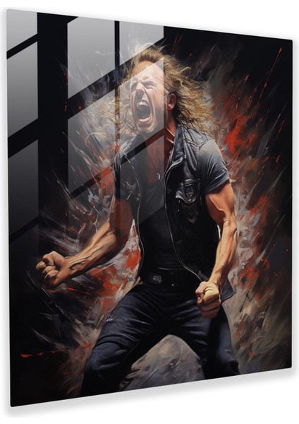 Metallica Baş Şarkıcısı Cam Baskı - Metallica, Ham Enerji, Ev Dekorasyonu, Metallica, 30 x 30 cm