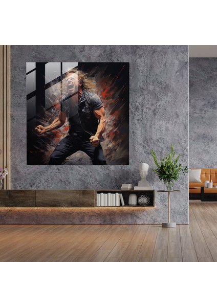 Metallica Baş Şarkıcısı Cam Baskı - Metallica, Ham Enerji, Ev Dekorasyonu, Metallica, 30 x 30 cm