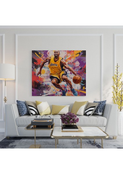 Nba Kanvas Tablo - Kobe Bryant Rakibe Smaç Yapıyor - Nba, Kobe Bryant, Kanvas Tablo, 30 x 30 cm Tablo