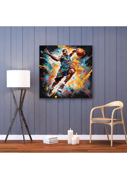 Nba Kanvas Tablo - Graffiti Tarzı Basketbolcu Duvar Tablosu - Nba, Nba Kanvas Tablo, Topa Smaç, Graffiti Tarzı Sanat Eseri, 30 x 30 cm