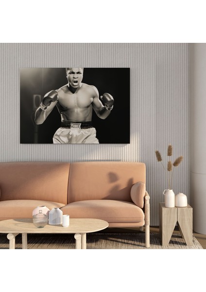 Muhammed Ali Kanvas Tablo - Vintage Siyah Beyaz Duvar Tablosu - Muhammed Ali, Ev Dekorasyonu, Vintage Fotoğraf, Muhammed Ali, 30 x 30 cm fiyatları