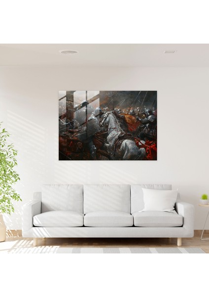 Şövalye Savaşı Cam Baskı - Raphael Öncesi Kardeşlik, Büyüleyici, Cam Baskı, Ortaçağ Şövalyeleri, 45X30 fiyatları