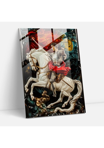 Raffaello Sanzio Saint George ve Ejderha Cam Duvar Sanatı - Raffaello Sanzio, Modern Sanat, Ev Dekorasyonu, Raffaello Sanzio, 30 x 45 cm