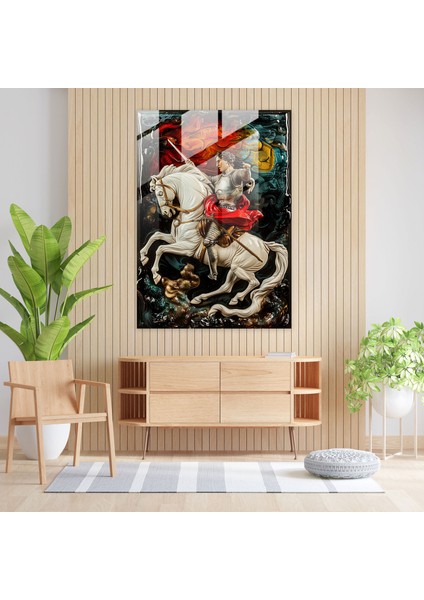 Raffaello Sanzio Saint George ve Ejderha Cam Duvar Sanatı - Raffaello Sanzio, Modern Sanat, Ev Dekorasyonu, Raffaello Sanzio, 30 x 45 cm