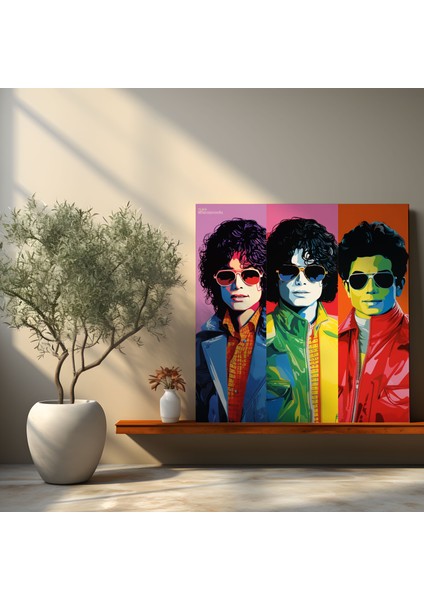 Micheal Jackson Duvar Sanatı - Pop Art Kanvas Tablo Seti - Micheal Jackson, Portreler, Kanvas Tablo, Kanvas Tablo, 30 x 30 cm