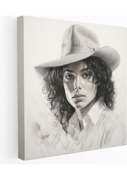 Micheal Jackson Duvar Dekorasyonu - Karakalem Portre - Micheal Jackson, Micheal Jackson, Karakalem Eskiz, Ev Dekorasyonu, 30 x 30 cm