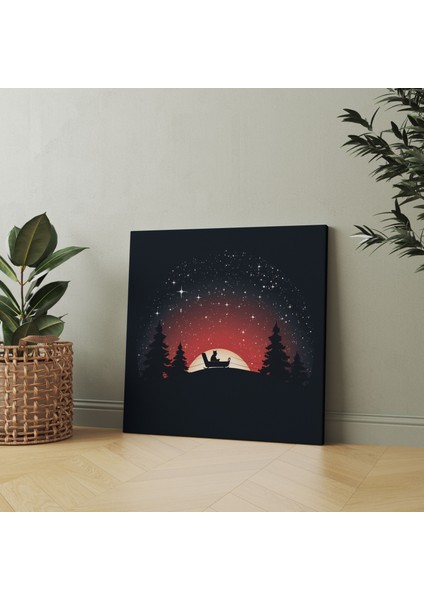 Noel Duvar Sanatı - Minimalist Noel Baba - Noel, Noel, Kanvas, Kızak, 30 x 30 cm