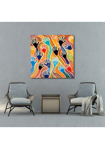 Aborijin El Izleri Duvar Sanatı - Aborijin, Duvar Sanatı, Ev Dekorasyonu, Topluluk, 30 x 30 cm fiyatları