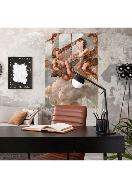 Cennetteki Melekler Cam Duvar Sanatı - Raffaello Sanzio, Cam Sanatı, Modern Sanat, Duvar Dekorasyonu, 30 x 45 cm