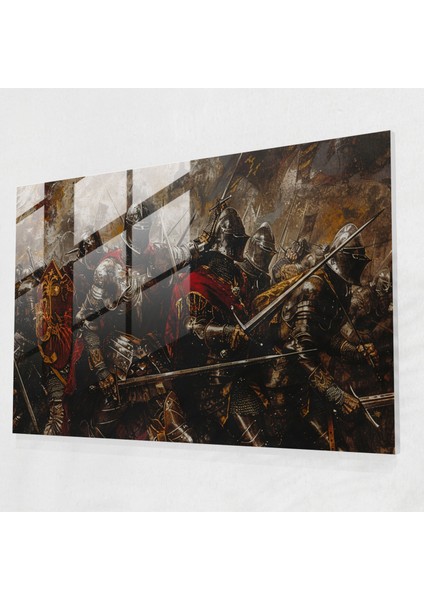 Ortaçağ Savaş Cam Duvar Sanatı Ev Dekorasyonu - Ön-Rafael Kardeşliği, Cam Baskı, Cam Sanatı, Cam Duvar Sanatı, 45 x 30 cm