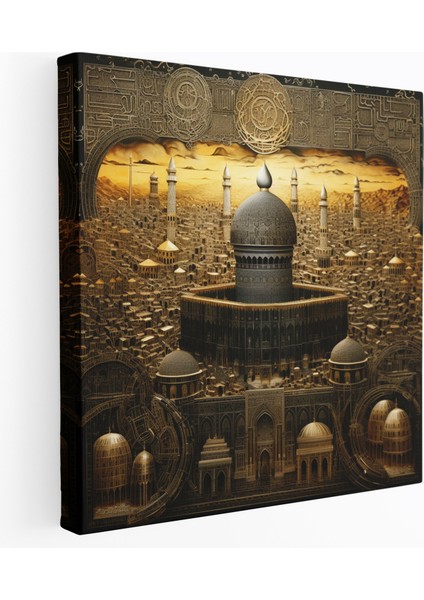 Kabe Duvar Tablosu - Hat Sanatı Kanvas Tablo - Kabe, Kanvas Tablo, Ev Dekorasyonu, Duvar Sanatı, 70 x 70 cm