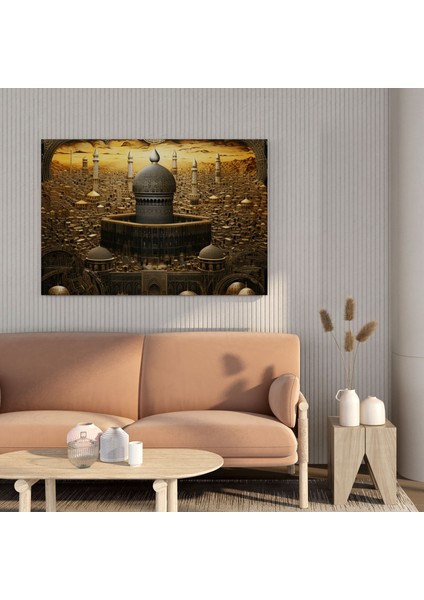 Kabe Duvar Tablosu - Hat Sanatı Kanvas Tablo - Kabe, Kanvas Tablo, Ev Dekorasyonu, Duvar Sanatı, 70 x 70 cm