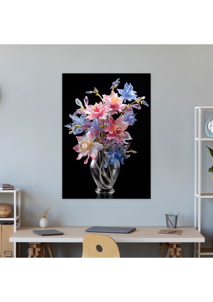 Gerçekçi Cam Heykel Duvar Sanatı - Gerçekçi Cam Heykel, Duvar Dekorasyonu, Ev Dekorasyonu, Çiçek Buketi, 30 x 50 cm modelleri
