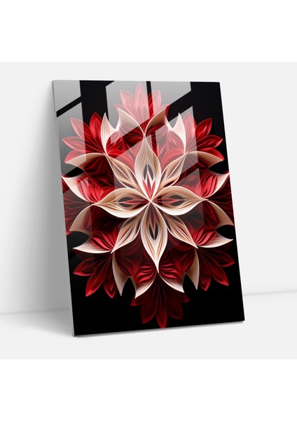 Simetrik Origami Cam Duvar Sanatı - Origami, Cam Sanatı, Girift Katlanmış, Simetrik Tasarım, 30 x 45 cm