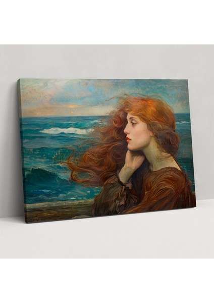Ön Raphaelci Kardeşlik Kanvas Tablo - Deniz Kenarındaki Dalgın Kadın Duvar Tablosu - Ön-Rafaelci Kardeşlik, Kanvas Tablo, Ön-Rafaelci Kardeşlik, Kanvas Tablo, 100 x 70 cm