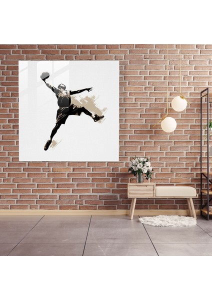 Nba Glass Print - Minimalist Basketbol Oyuncusu - Nba, Cam Tablo, Minimalist Çizim, Duvar Dekorasyonu, 30 x 30 cm