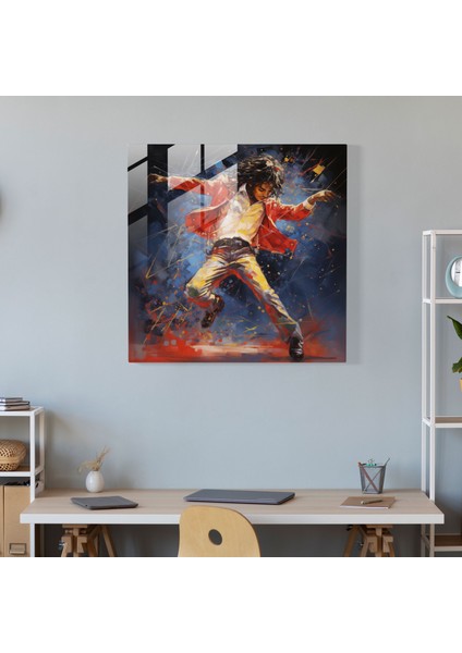 Michael Jackson Izlenim Cam Baskı - Micheal Jackson, Cam Duvar Sanatı, Cam Sanatı, Dans Adımları, 30 x 30 cm