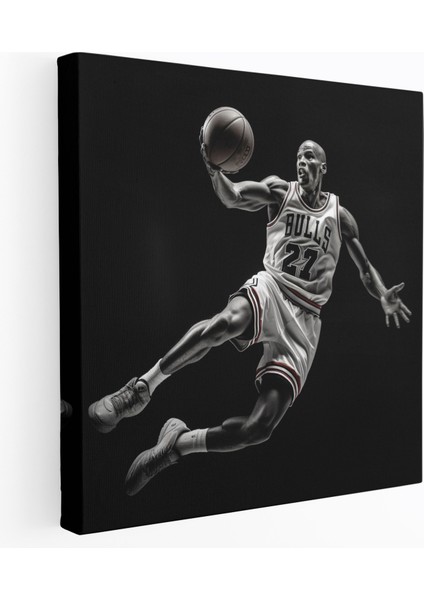 Michael Jordan Kanvas Tablo - Klasik Siyah Beyaz Fotoğraf - Micheal Jordan, Zarif, Kanvas Tablo, Duvar Dekorasyonu, 30 x 30 cm