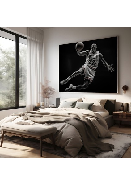 Michael Jordan Kanvas Tablo - Klasik Siyah Beyaz Fotoğraf - Micheal Jordan, Zarif, Kanvas Tablo, Duvar Dekorasyonu, 30 x 30 cm fiyatları