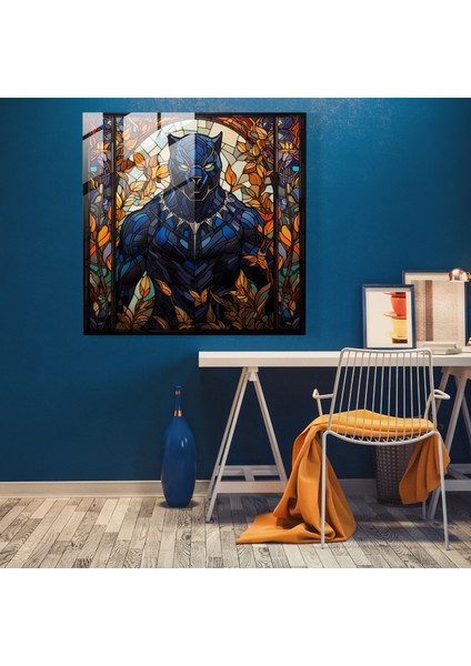 Vitray Panter Cam Baskı - Kara Panter, Cam Sanatı, Ev Dekorasyonu, Cam Duvar Sanatı, 30 x 30 cm fiyatları