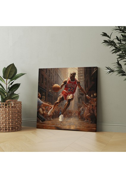 Michael Jordan Kanvas Tablo - Klasik Yağlıboya Tablo - Micheal Jordan, Kanvas Tablo, Zarif Tasvir, Duvar Dekorasyonu, 30 x 30 cm modelleri