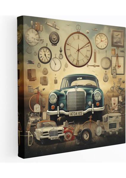 Mercedes Duvar Sanatı - Vintage Reklam Kolajı Kanvas Tablo - Mercedes, Duvar Dekorasyonu, Yenilik, Kanvas Tablo, 30X30