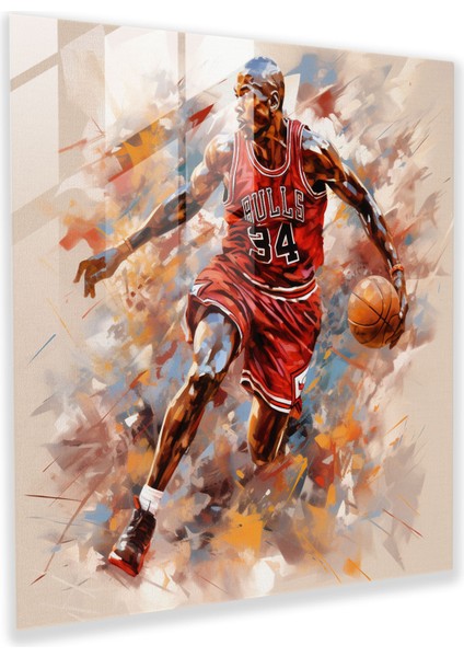 Michael Jordan Cam Baskı - Kavramsal Sanat - Micheal Jordan, Michael Jordan, Dönüşüm, Modern Sanat, 30X30