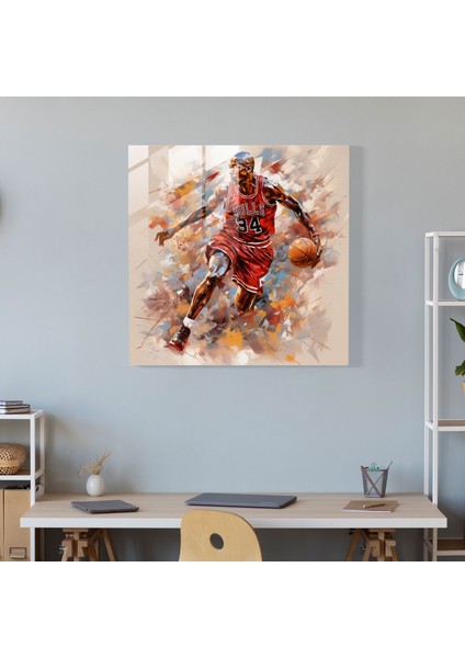 Michael Jordan Cam Baskı - Kavramsal Sanat - Micheal Jordan, Michael Jordan, Dönüşüm, Modern Sanat, 30X30