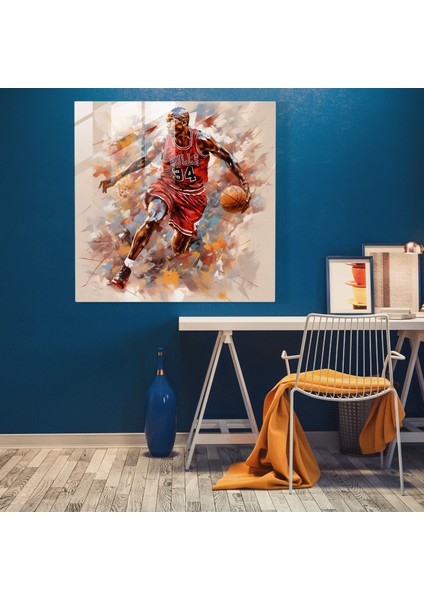 Michael Jordan Cam Baskı - Kavramsal Sanat - Micheal Jordan, Michael Jordan, Dönüşüm, Modern Sanat, 30X30