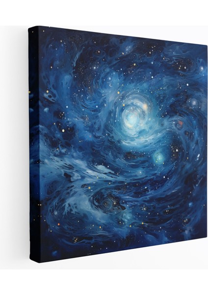 Lacivert Dönen Nebula Kanvas Tablo - Lacivert, Kanvas Tablo, Lacivert, Duvar Dekorasyonu, 30 x 30 cm
