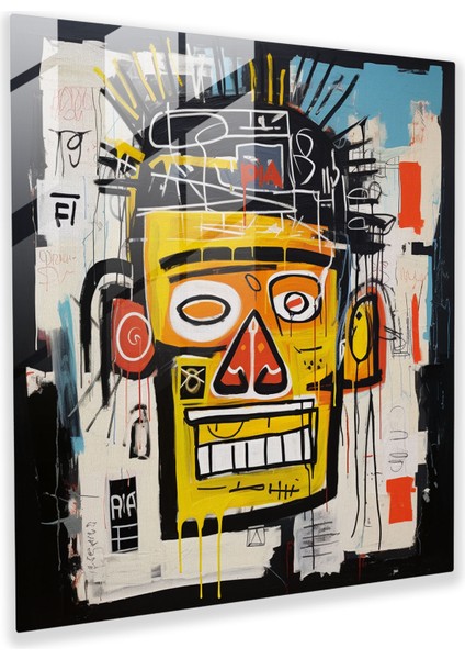 Basquiat Sembolizmi Cam Baskı - Basquiat, Soyut Formlar, Basquiat, Cam Sanatı, 30X30
