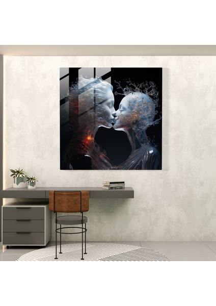 Göksel Öpücük Cam Baskı - Öpücük, Rüya Gibi, Ruhani Figürler, Göksel, 30 x 30 cm fiyatları