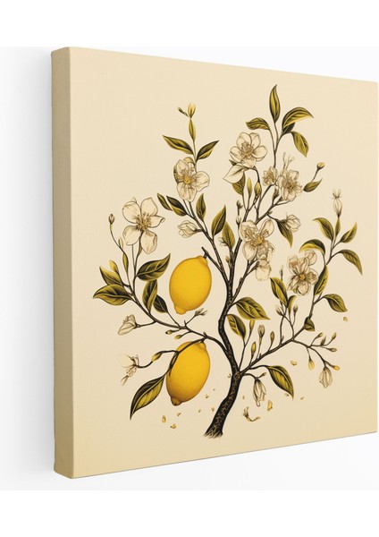 Limon Ağacı Duvar Sanatı - Minimalist Çizgi Çizimi Kanvas Tablo - Limon Ağacı, Duvar Sanatı, Kanvas, Minimalist Çizgi Çizimi, 30 x 30 cm