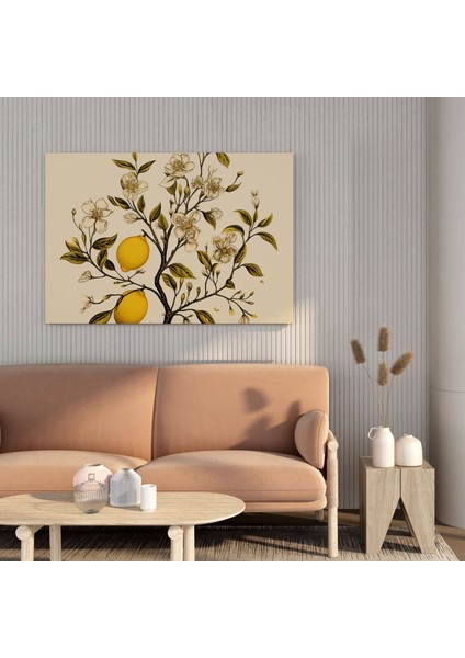 Limon Ağacı Duvar Sanatı - Minimalist Çizgi Çizimi Kanvas Tablo - Limon Ağacı, Duvar Sanatı, Kanvas, Minimalist Çizgi Çizimi, 30 x 30 cm