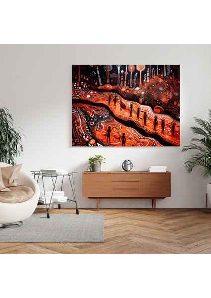 Aborijin Kaya Sanatı Duvar Dekorasyonu - Aborijin, Kanvas, Kaya Sanatı, Canlı Manzaralar, 30X30 fiyatları