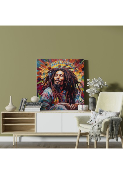 Bob Marley Kanvas Tablo - Psychedelic Trippy Duvar Tablosu - Bob Marley, Psychedelic Art, Kanvas Tablo, Trippy Desenler, 30X30 modelleri