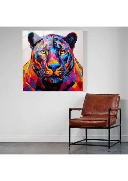 Pop Art Kara Panter Cam Baskı - Kara Panter, Modern Sanat, Cam Duvar Sanatı, Ev Dekorasyonu, 30X30 fiyatları