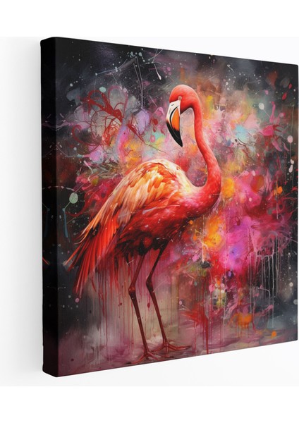 Flamingo Kanvas Tablo - Soyut Karışık Teknik Duvar Tablosu - Flamingo, Gösterişli, Kanvas Tablo, Fotoğraf, 30 x 30 cm