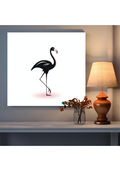 Minimalist Flamingo Duvar Tablosu - Flamingo, Ev Dekorasyonu, Minimalist Tasarım, Beyaz Arka Plan, 30X30 modelleri