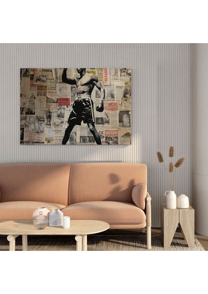 Muhammed Ali Duvar Tablosu - Gazete Küpü Kolajı Kanvas Tablo - Muhammed Ali, Gazete Küpü, Muhammed Ali, Kanvas Tablo, 30X30 modelleri