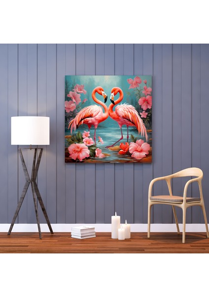 Flamingo Duvar Dekorasyonu - Flamingo, Flamingo, Aşk, Romantik, 30X30