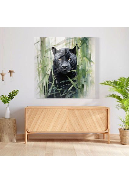 Sakin Panter Cam Baskı - Kara Panter, Cam Sanatı, Cam Duvar Sanatı, Modern Sanat, 30X30 fiyatları