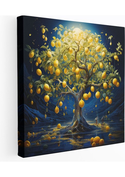 Limon Ağacı Duvar Süslemesi - Limon Ağacı, Sihir, Rüya Gibi Unsurlar, Ev Dekorasyonu, 30 x 30 cm