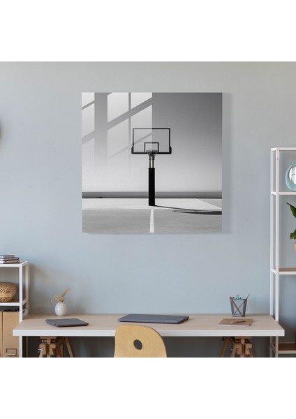 Nba Minimalist Siyah Beyaz Cam Baskı - Nba, Basketbol Potası, Duvar Süslemesi, Cam Baskı, 70 x 70 cm modelleri
