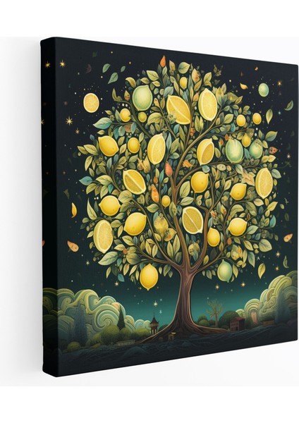 Kaprisli Limon Ağacı Kanvas Tablo - Limon Ağacı, Kanvas Tablo, Hayal Gücü, Duvar Sanatı, 30 x 30 cm
