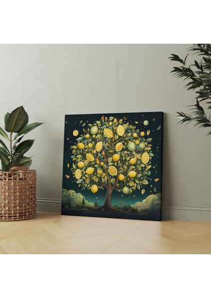 Kaprisli Limon Ağacı Kanvas Tablo - Limon Ağacı, Kanvas Tablo, Hayal Gücü, Duvar Sanatı, 30 x 30 cm