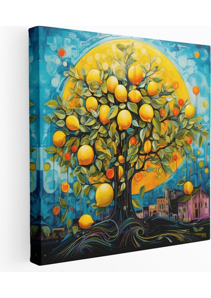 Soyut Limon Ağacı Duvar Sanatı - Limon Ağacı, Ev Dekorasyonu, Kanvas Tablo, Duvar Sanatı, 30X30