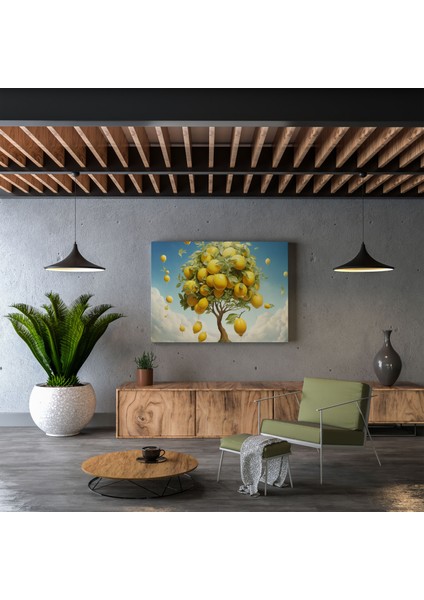 Limon Ağacı Duvar Sanatı - Gerçeküstü Cennet Kanvas Tablo - Limon Ağacı, Limon Ağacı, Rüya Gibi Gerçeküstü Sanat Eseri, Kanvas Tablo, 30X30