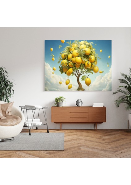 Limon Ağacı Duvar Sanatı - Gerçeküstü Cennet Kanvas Tablo - Limon Ağacı, Limon Ağacı, Rüya Gibi Gerçeküstü Sanat Eseri, Kanvas Tablo, 30X30