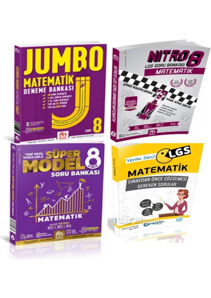 Model Eğitim Yayıncılık 8. Sınıf Jumbo Matematik Deneme +Süper Model Soru Bankası +Nitro Soru Bankası ve Yerim Seni Matematik